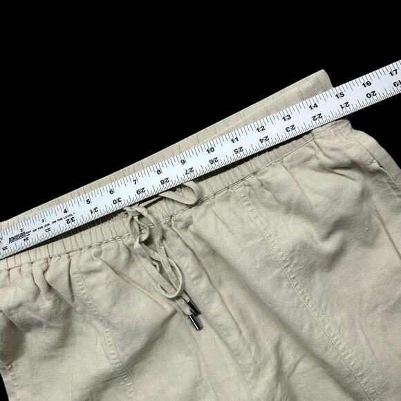 Zara Linen Blend Cropped Pants Womens Sz Medium Drawstring Pockets Slouchy - Picture 11 of 12